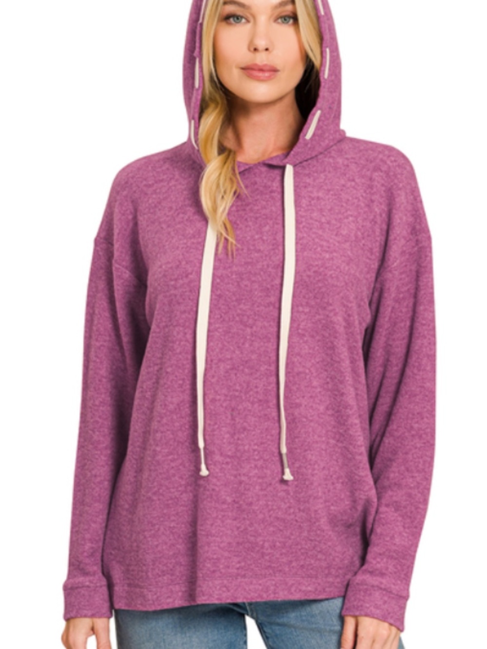 Plum Brushed Hacci Hoodie